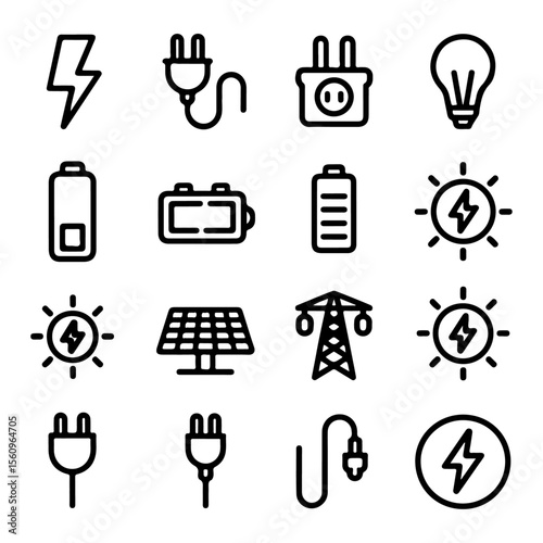 Unique and high quality Electricity line icon set 