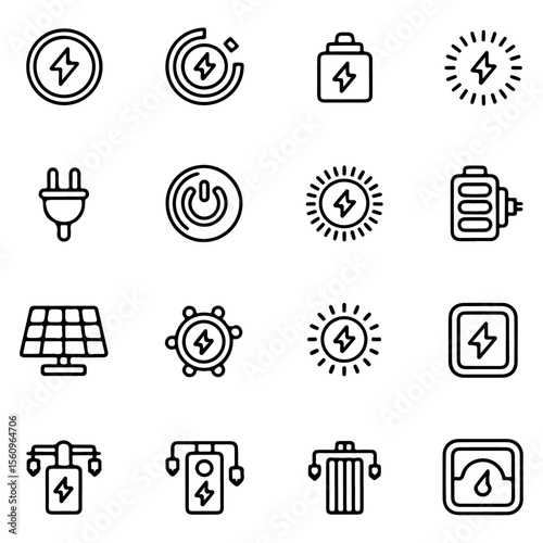 Unique and high quality Electricity line icon set 