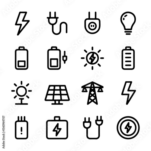 Unique and high quality Electricity line icon set 