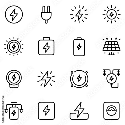 Unique and high quality Electricity line icon set 