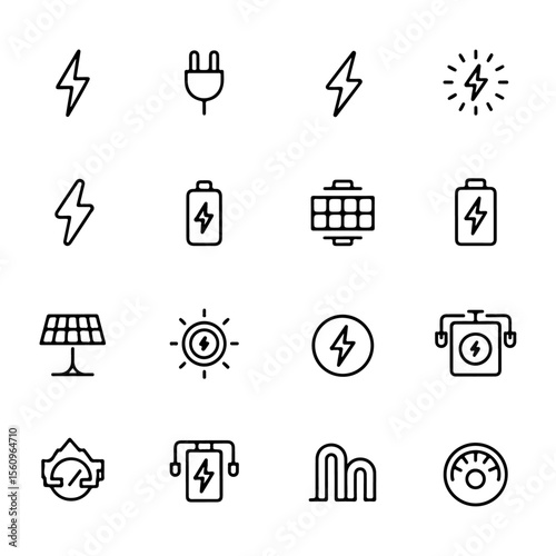 Unique and high quality Electricity line icon set 