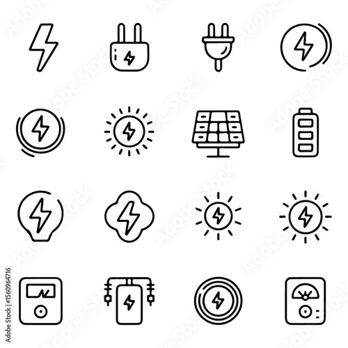 Unique and high quality Electricity line icon set 