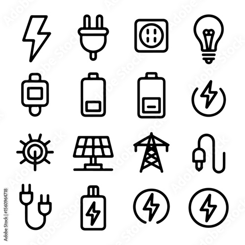 Unique and high quality Electricity line icon set 