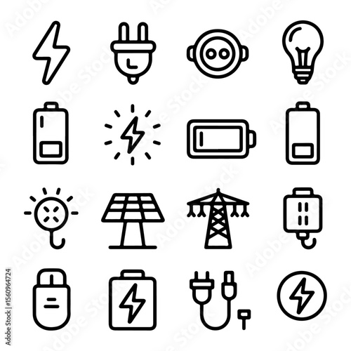 Unique and high quality Electricity line icon set 