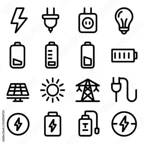 Unique and high quality Electricity line icon set 