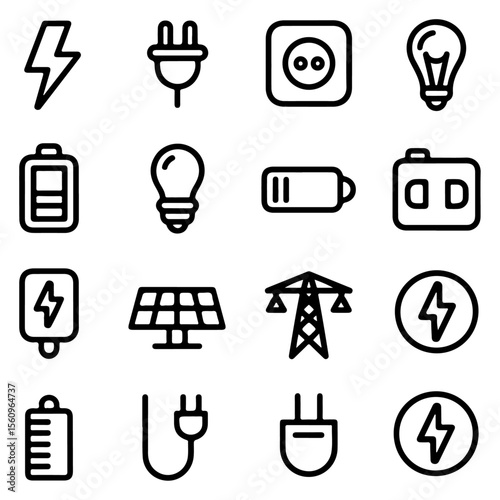 Unique and high quality Electricity line icon set 