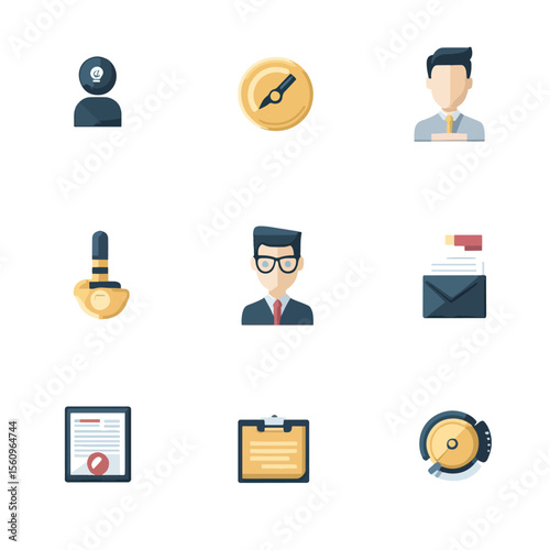 2D Flat icon Business & Productivity Icons isolated in White Background