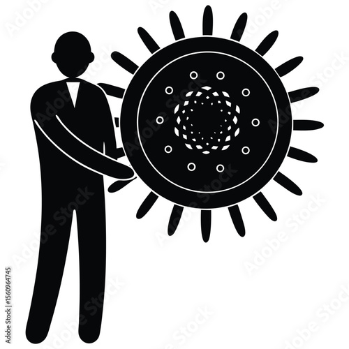 physicist element isolated large hadron collider on white background