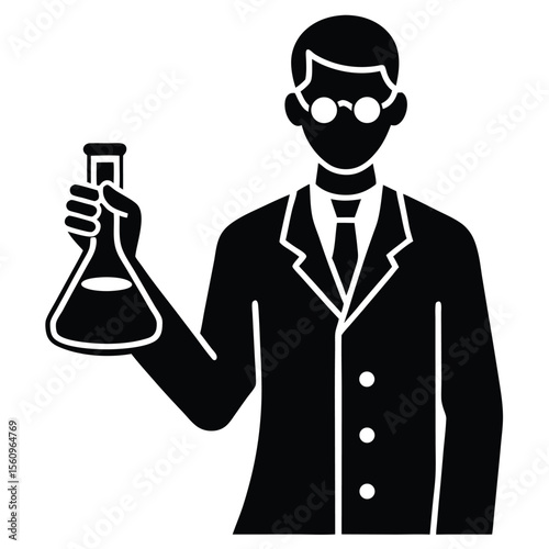 physicist element isolated laboratory flask on white background