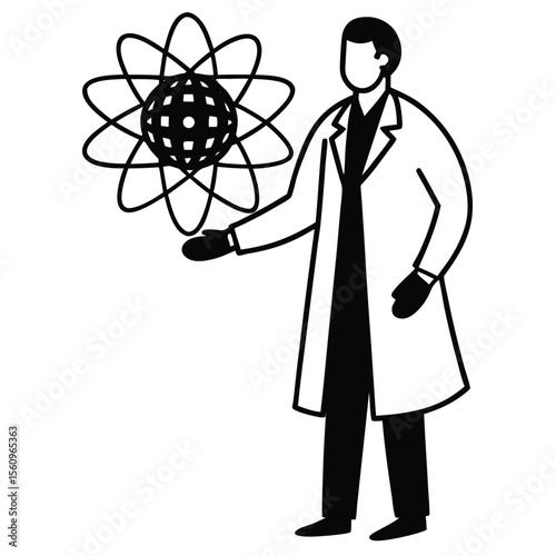 physicist element isolated particle accelerator on white background