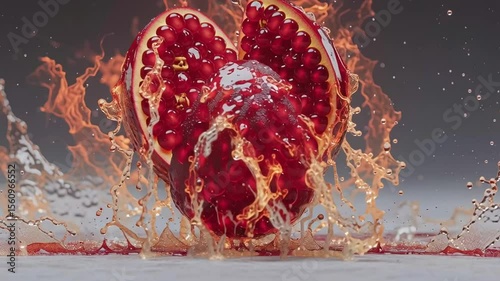 Flaming Pomegranate Splash with Food Photography.