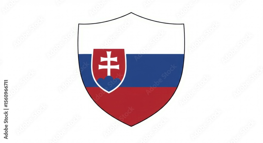 Obraz premium Simple, Flat Design of the Slovakian Flag in a Shield Shape