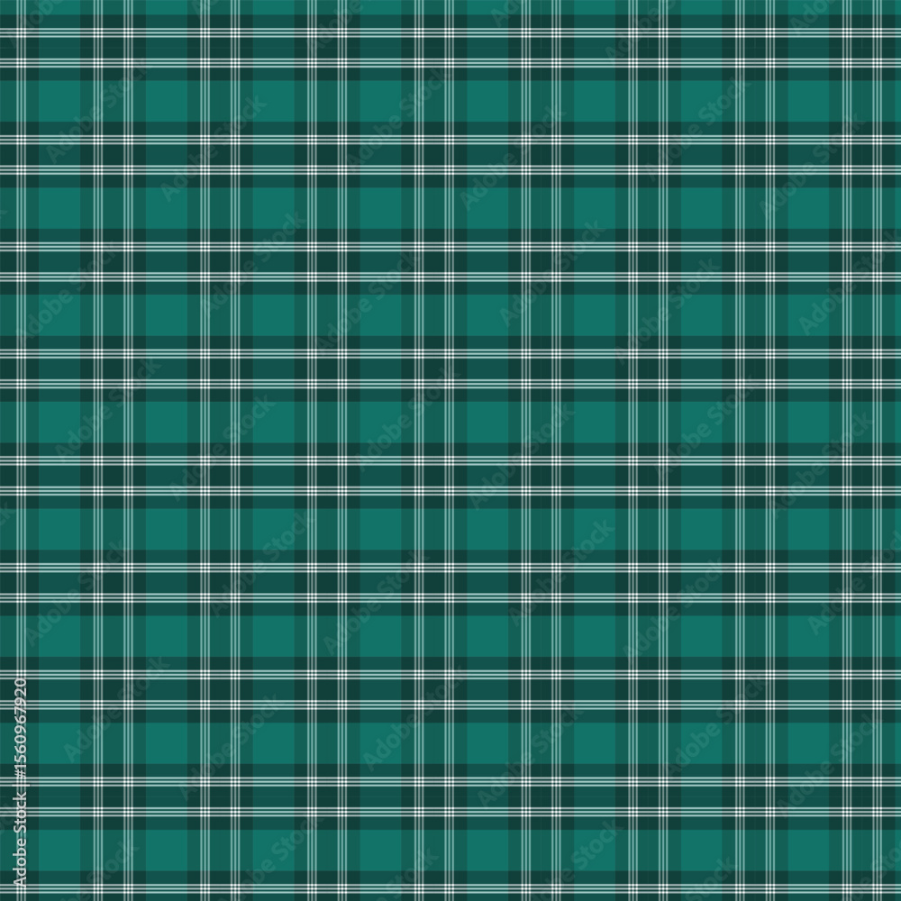 Fototapeta premium Deep Teal and White Plaid Pattern - Seamless Tartan Texture