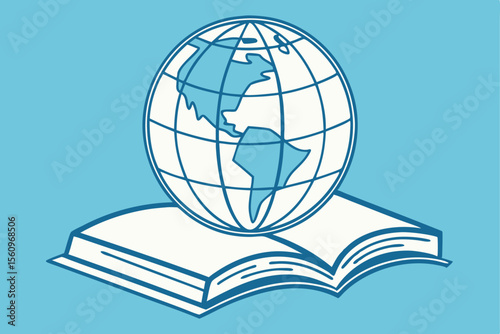 Globe over Open Book Illustration world earth