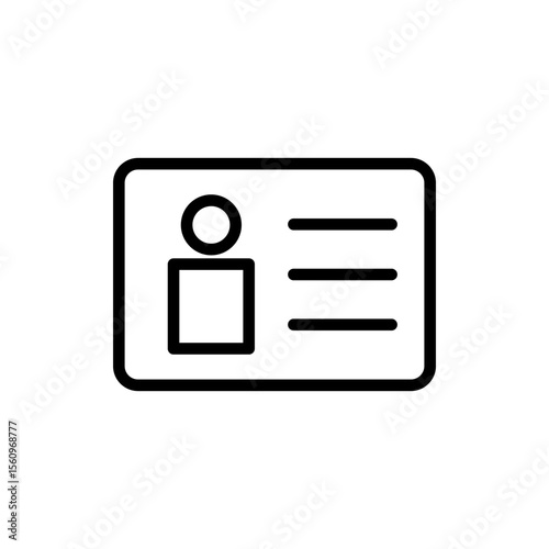 License icon symbol for apps and websites. ID card icon. driver license, staff identification card