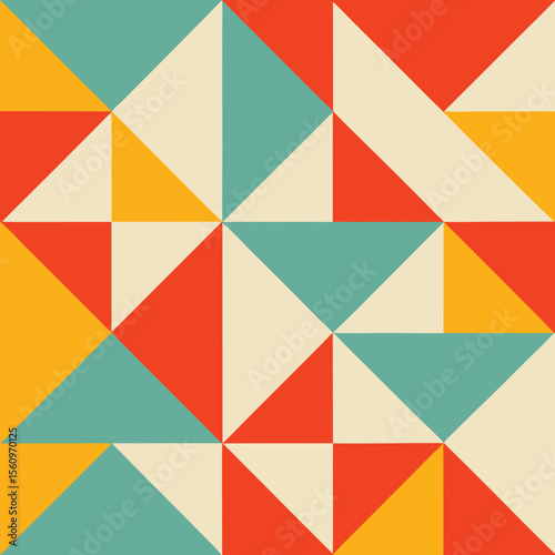 Abstract geometric pattern with bold colors and modern retro style design