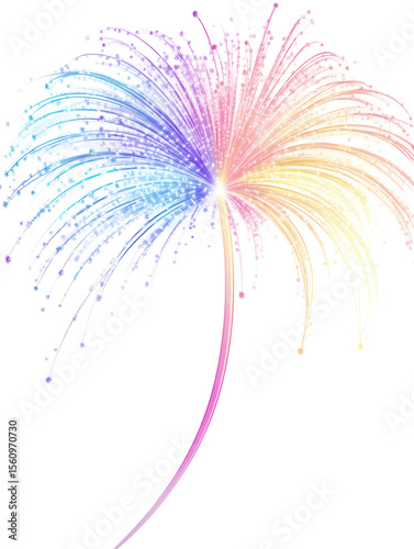  Radiance - Elegant fan-shaped firework display highly detailed on transparent background