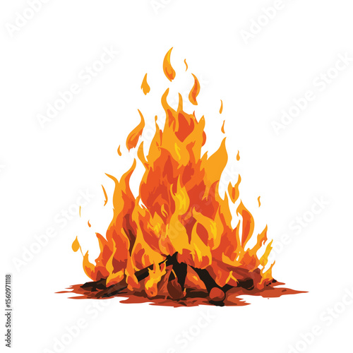 vector illustration of fire isolated in White Background, fire vector 