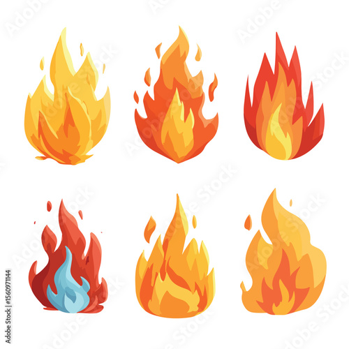 vector illustration of fire isolated in White Background, fire vector 