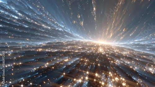 Futuristic Light Speed Travel with Space, Galaxy, and Stars.