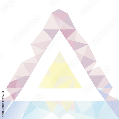 Abstract geometric triangular design with a modern aesthetic and overlapping shapes in pastel hues.