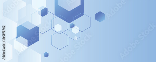 Abstract modern blue banner background design with health icons and symbols. Template design with concept and idea for healthcare technology, innovation medicine, health, science and research.