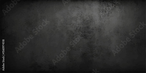 Dark, old, grunge-textured concrete wall with a vintage black and grey surface, ideal as a design backdrop with copy space