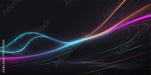 Abstract purple and blue light fractal lines create a flowing, energetic wave pattern for a striking digital art background