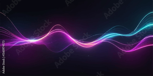 Abstract colourful background with glowing lines, a dynamic wave of light illustrating motion and technology