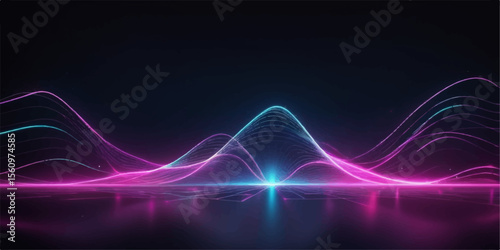 Abstract background featuring glowing blue and purple lines in a dynamic wave pattern, illustrating futuristic energy and technology