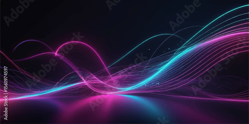 Abstract purple background with glowing lines, a futuristic fractal wave design illustrating energetic motion