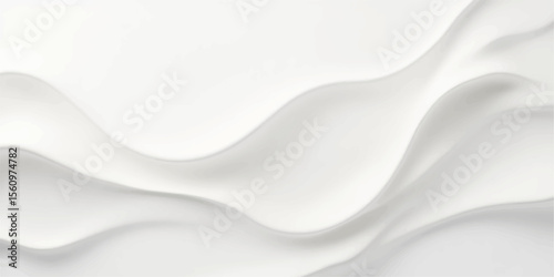 White silk and satin fabric with smooth flowing texture and elegant wave design