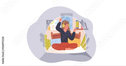 Personal life. Moving banner with mother violating and invading her teenage daughter personal boundaries. Relationship and social interaction difficulties. Flat graphic animated cartoon