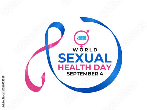 World Sexual Health Day is observed globally on September 4th every year. Promote open conversations around sexual well-being. gender symbols and condoms. Banner poster, flyer and background design.