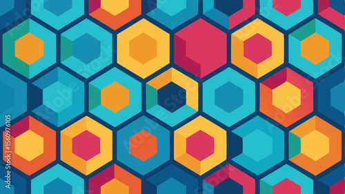 Colorful geometric hexagon pattern abstract design seamless background ready for versatile usage