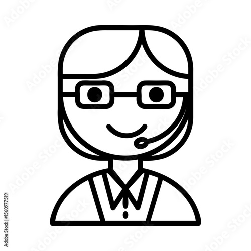 Female Customer Service Icon – Line Style