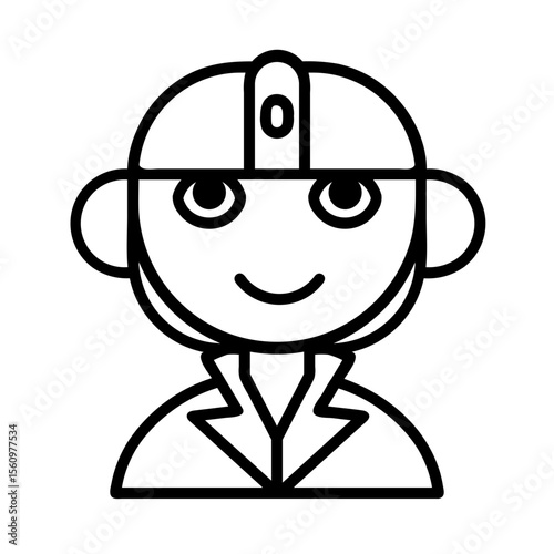 Female Firefighter Icon – Line Style