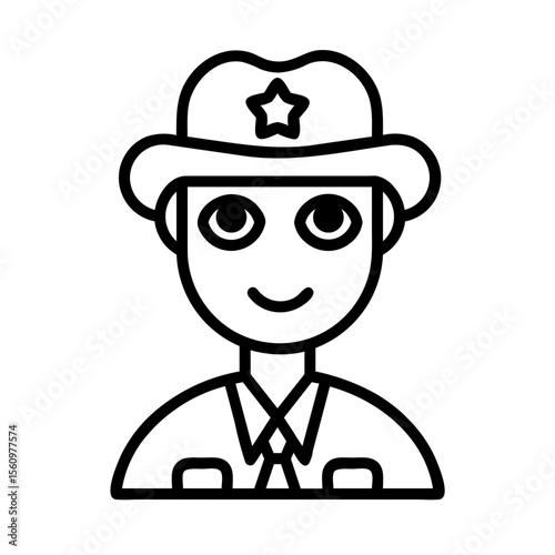 Male Sheriff Icon - Line Style