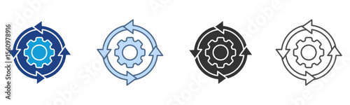 Process Icon Set Multiple Style Collection