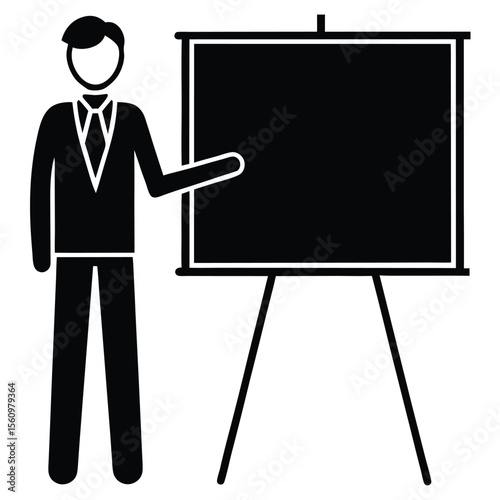 Mathematician element isolated math tutor at board on white background