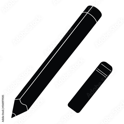 Mathematician element isolated pencil and eraser on white background