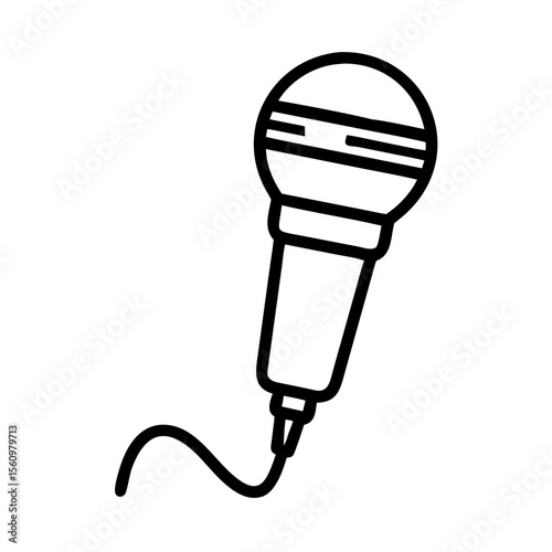 A simple line drawing of a microphone, isolated against a clean backdrop, represents a symbol of communication