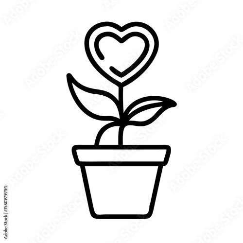 A Heart Flower in a flowerpot, a symbol of love and growth
