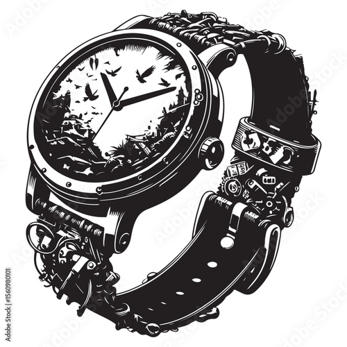 vector illustration of wristwatch