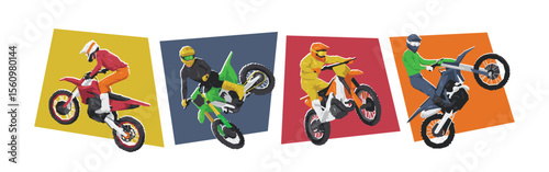 Male motocross rider character. Race, extreme sport. Flat vector cartoon illustration.