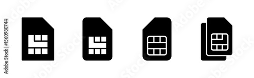 Sim card icon set. dual sim card icon vector