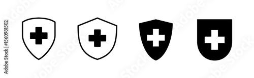 Health insurance icon set. Insurance health document icon