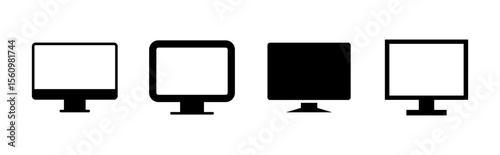 Computer icon set. computer monitor icon vector.