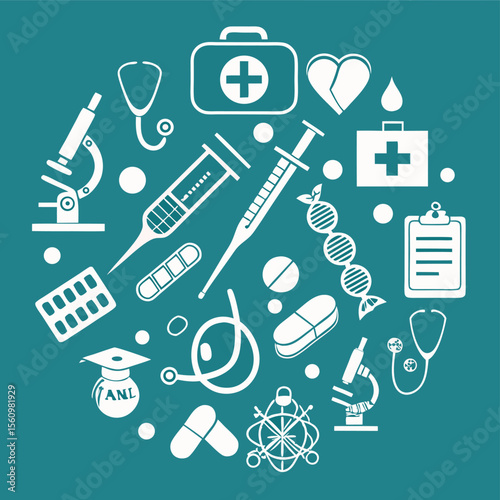 Medical icons circle healthcare and medicine symbols