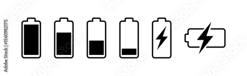 Battery icon set. battery charge level. battery charging icon